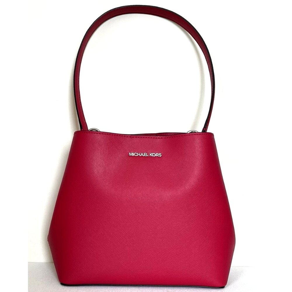 New Michael Kors Pratt Medium Shoulder Bag Dark Raspberry